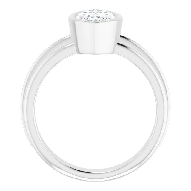 Cubic Zirconia Engagement Ring- The Aretha (Customizable Bezel-set Marquise Cut Solitaire with Grooved Band)