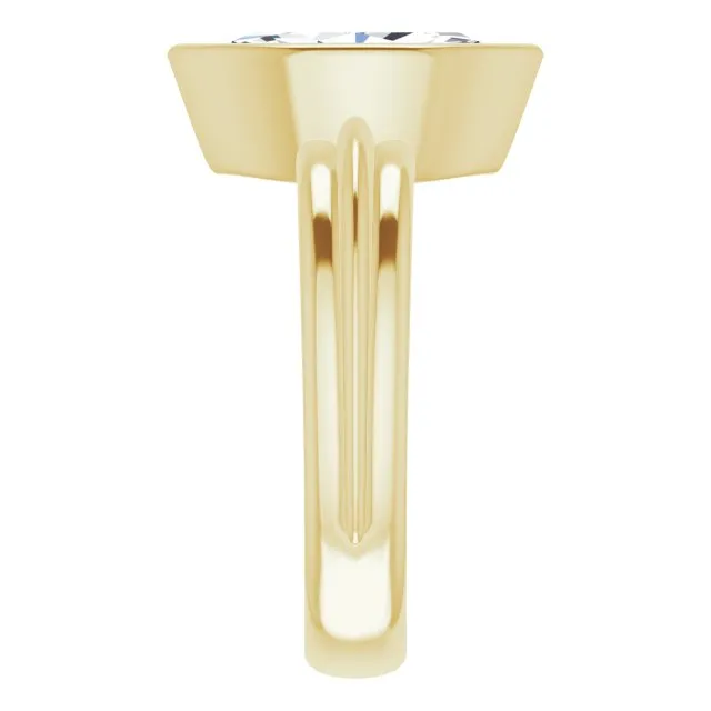 Cubic Zirconia Engagement Ring- The Aretha (Customizable Bezel-set Marquise Cut Solitaire with Grooved Band)