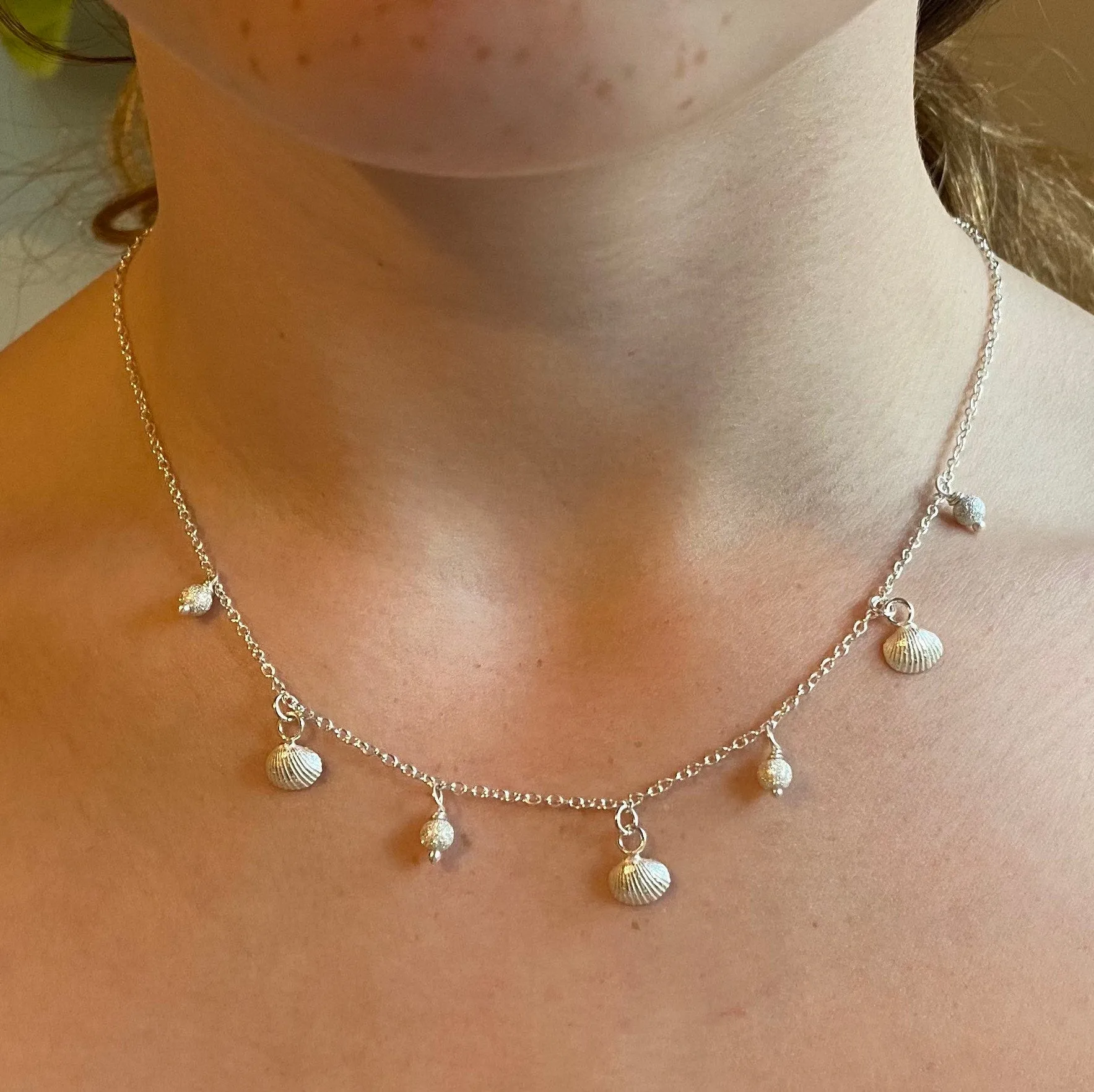Dainty Sterling Silver Shell Choker Necklace