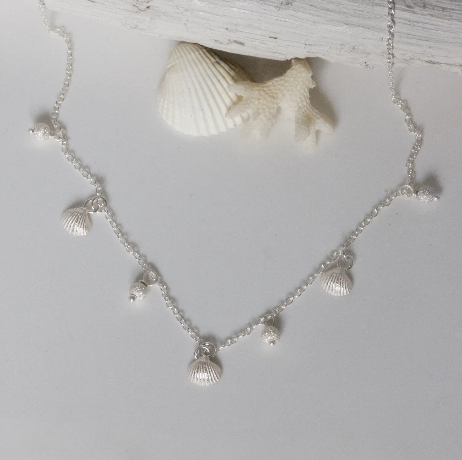 Dainty Sterling Silver Shell Choker Necklace