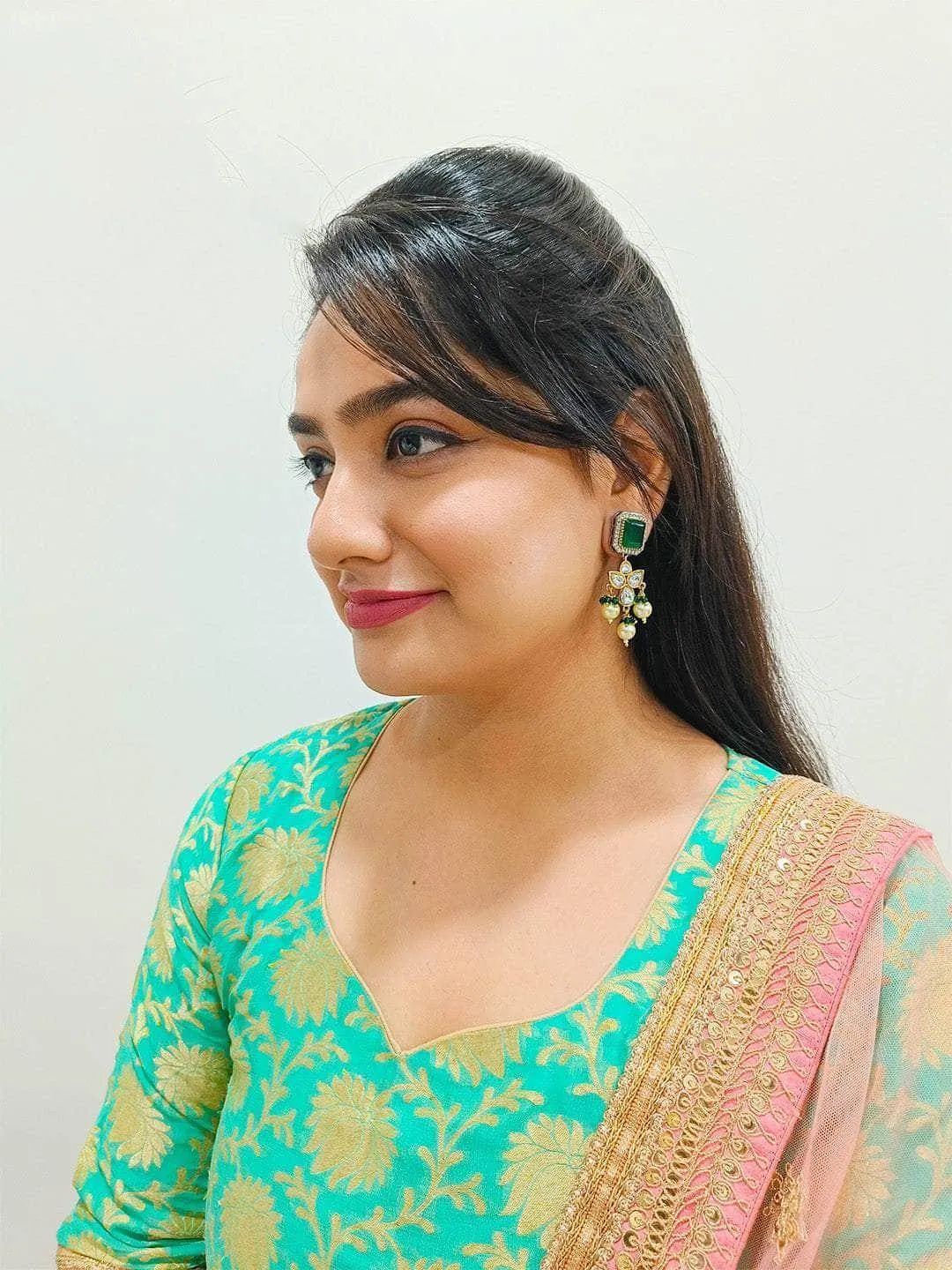 Embellished Ad Drop Earrings Light Green