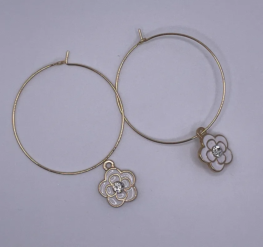 Enamel Flower Hoop Earrings