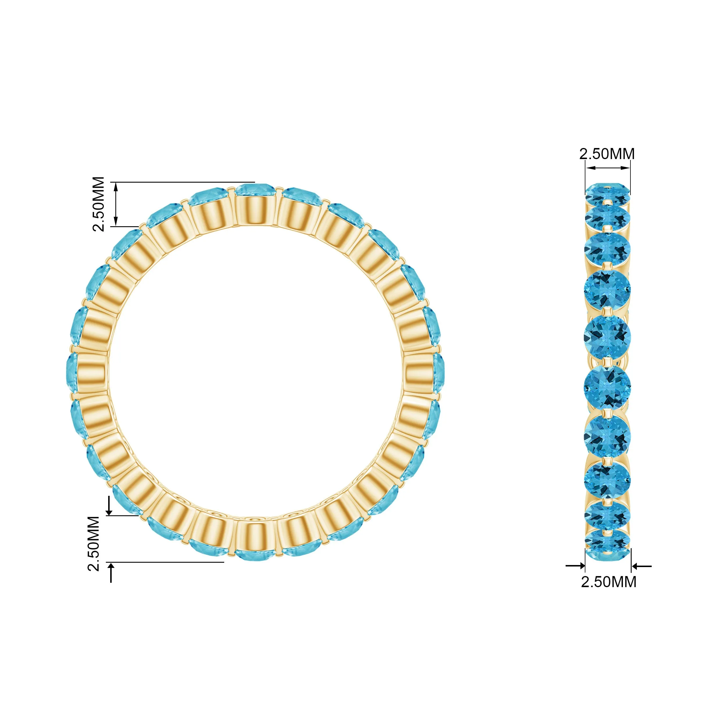 Eternity Band Ring with 2.25 CT Swiss Blue Topaz
