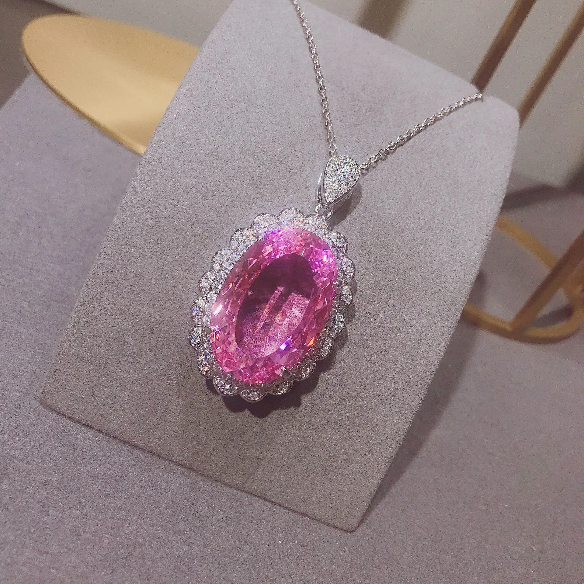 Exaggerated 6 Carat Egg Shape Pink CZ Gemstone