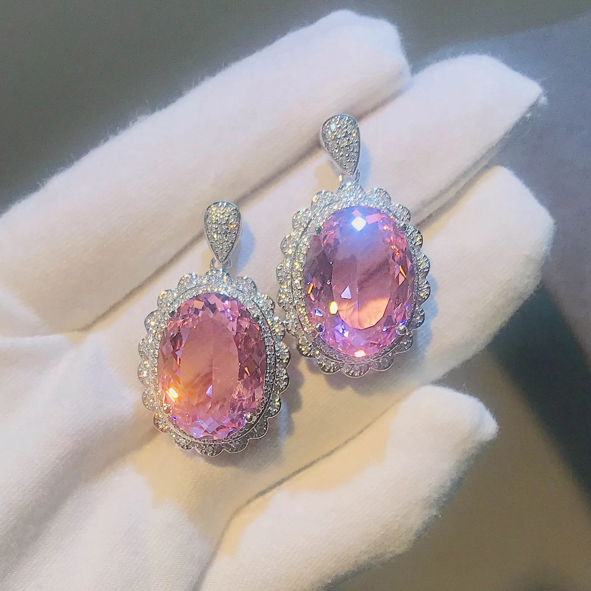 Exaggerated 6 Carat Egg Shape Pink CZ Gemstone