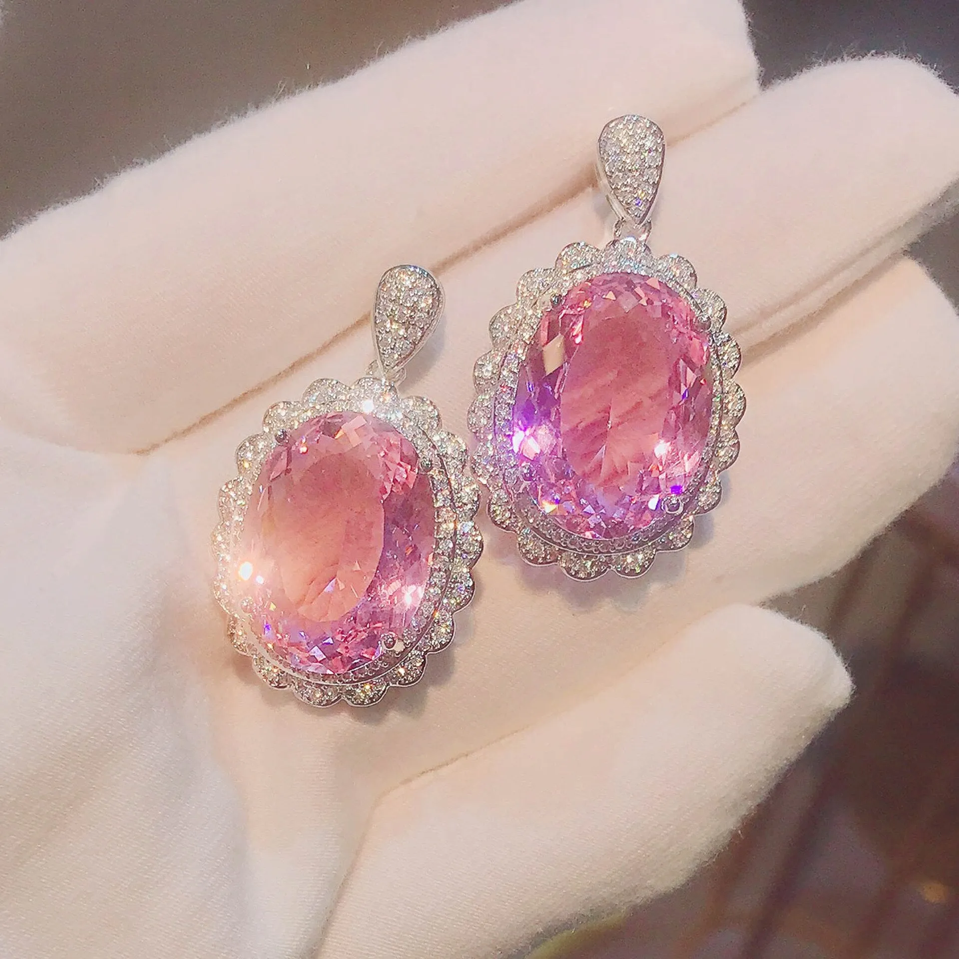 Exaggerated 6 Carat Egg Shape Pink CZ Gemstone