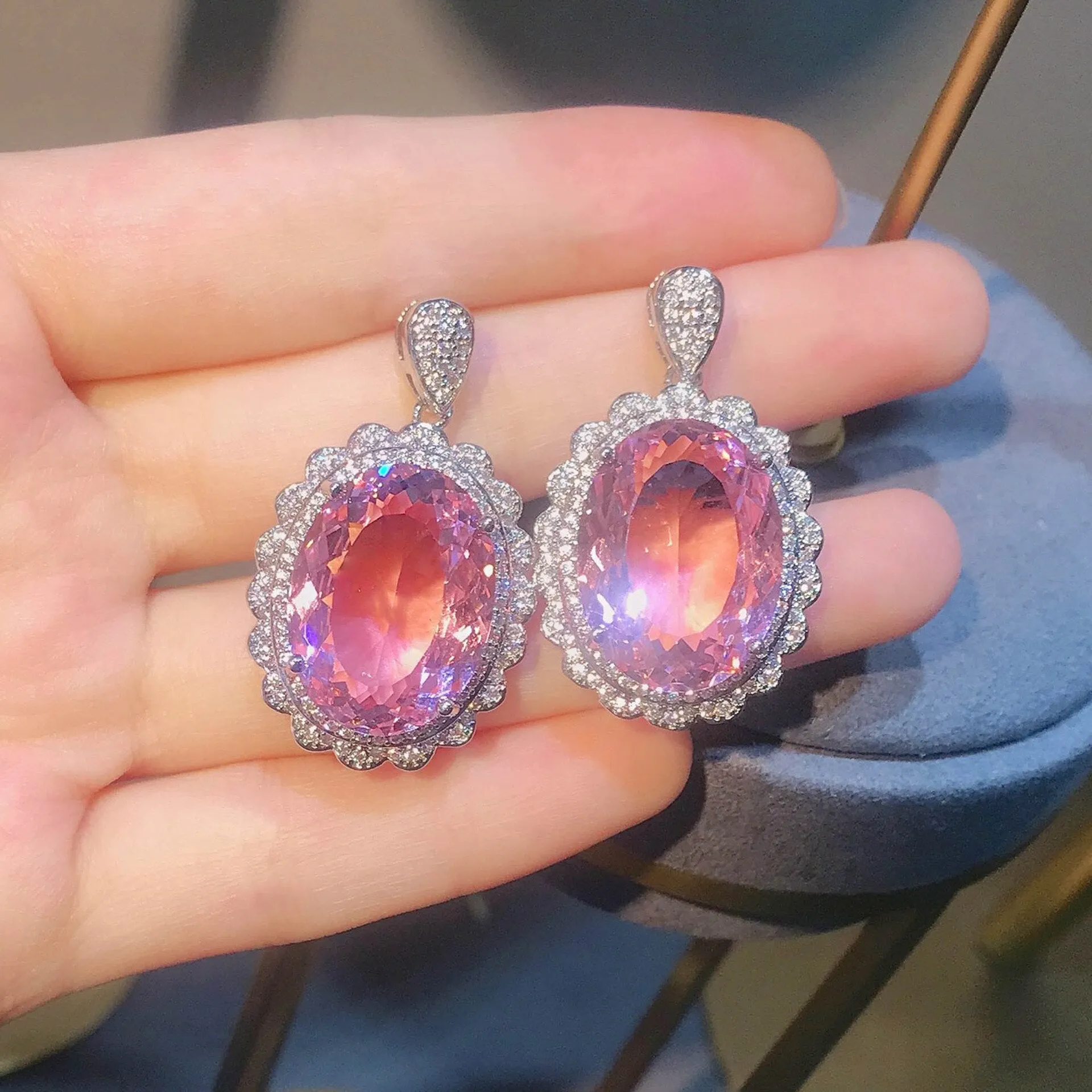 Exaggerated 6 Carat Egg Shape Pink CZ Gemstone