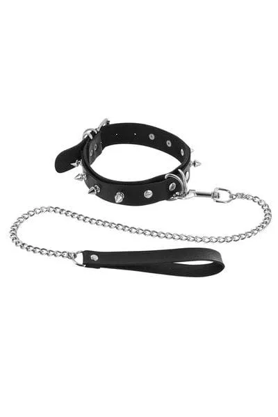 Fetish Tentation Choker with Metal Spikes and Rings