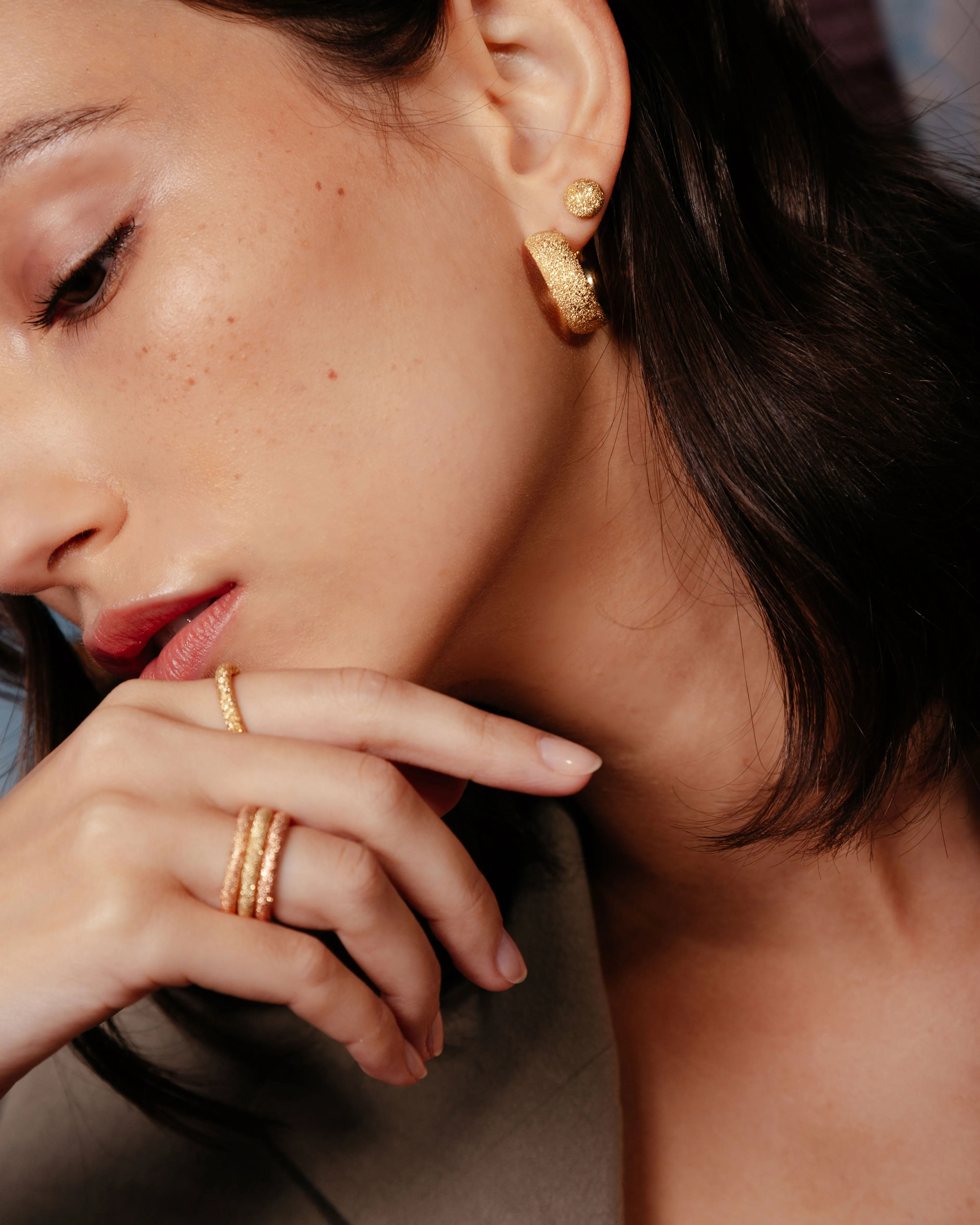 Florentine Finish Small Flat Hoop Earrings
