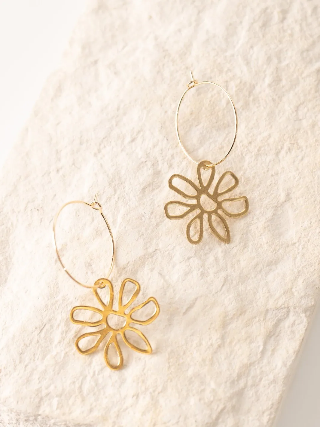 Funky Flower Hoop Earrings