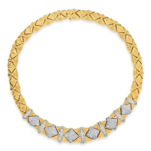 Gold & Diamond Choker Estate Necklace