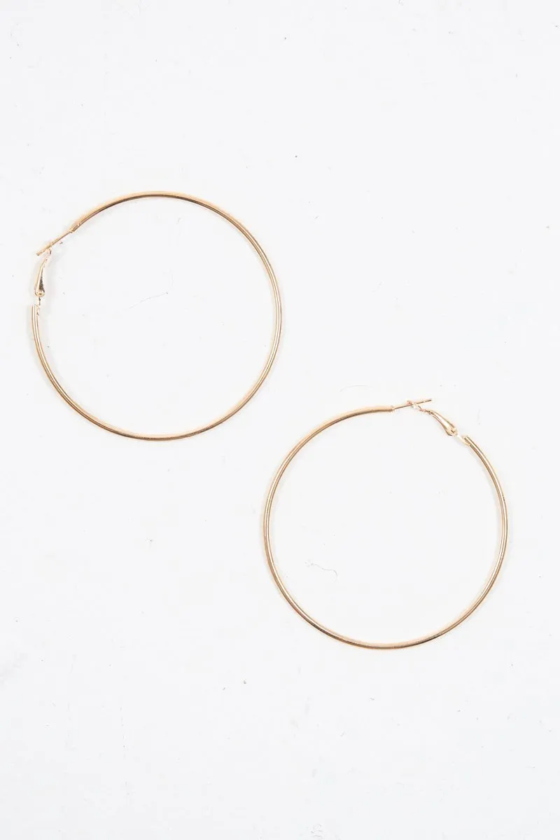 Gold Basic Large Hoop Earrings - Kaiana