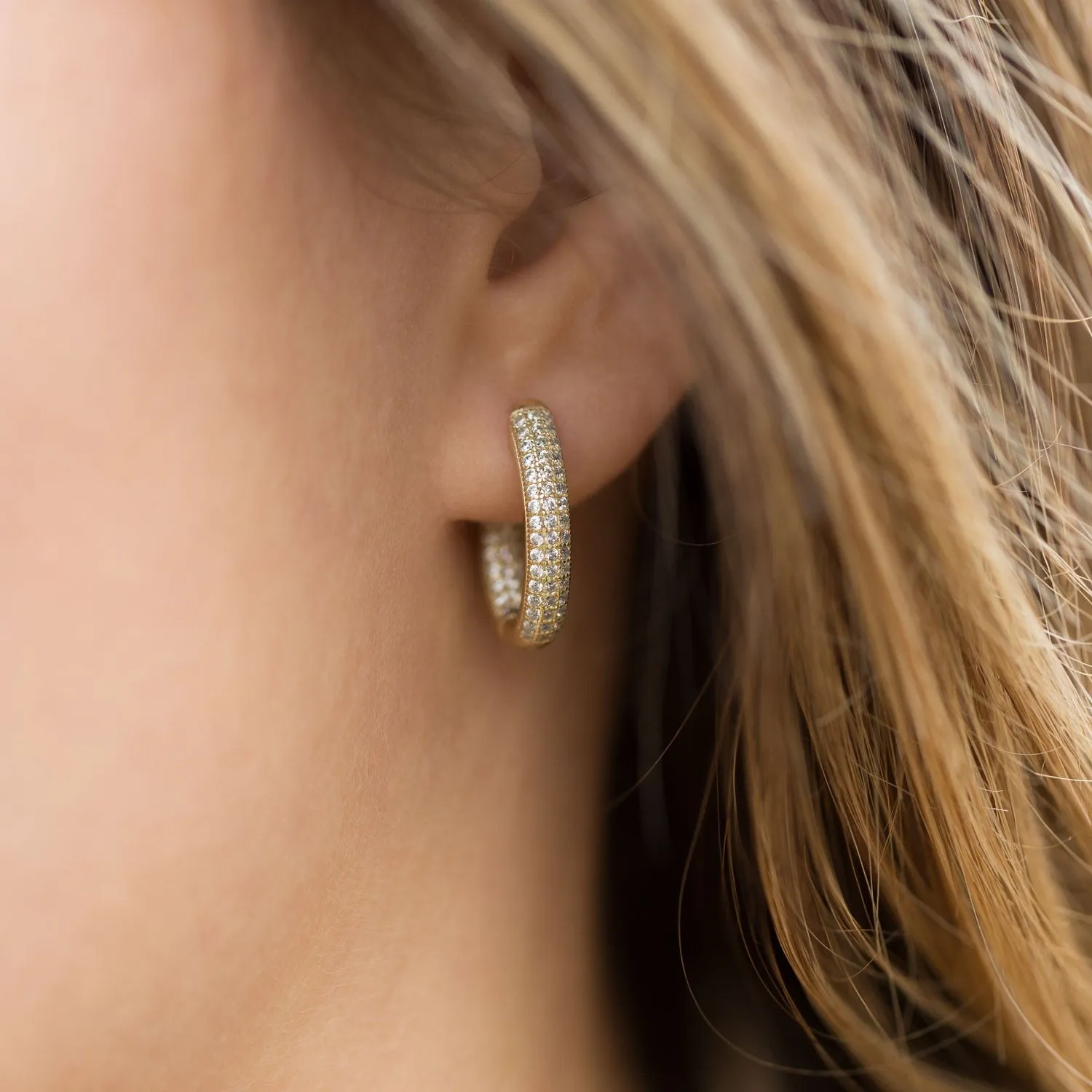 Gold Plated CZ Hoop Earrings