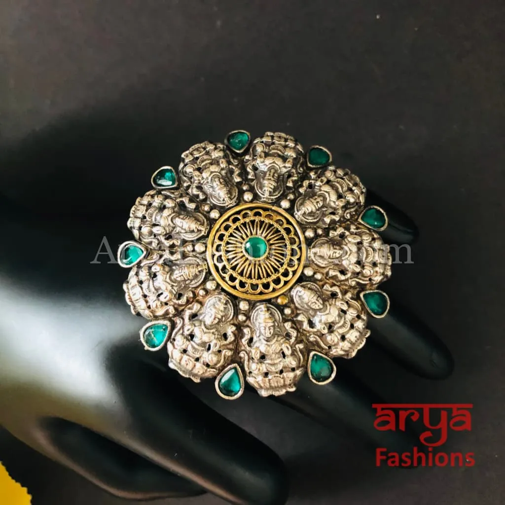 Green German Silver Ring/Statement Ring/Oxidized Silver Ring/Trendy/Bohemian Ring