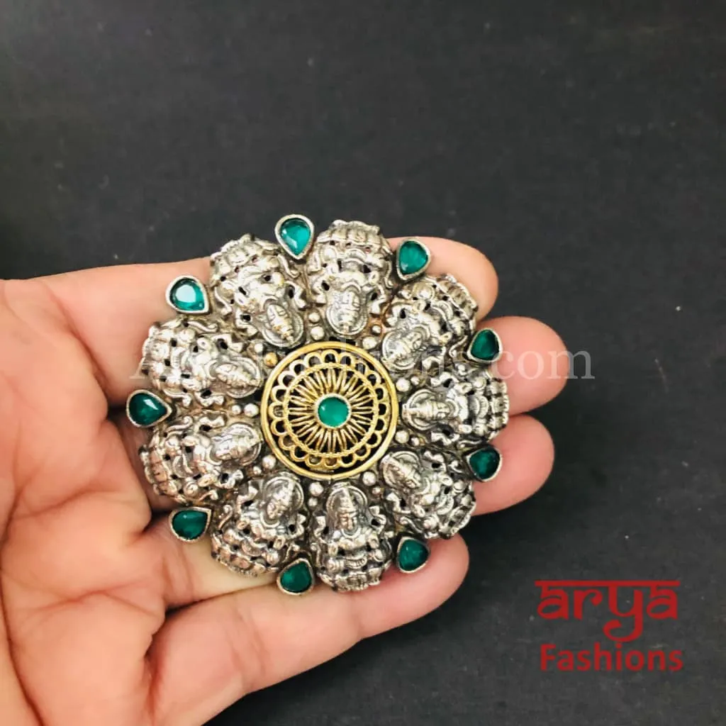 Green German Silver Ring/Statement Ring/Oxidized Silver Ring/Trendy/Bohemian Ring