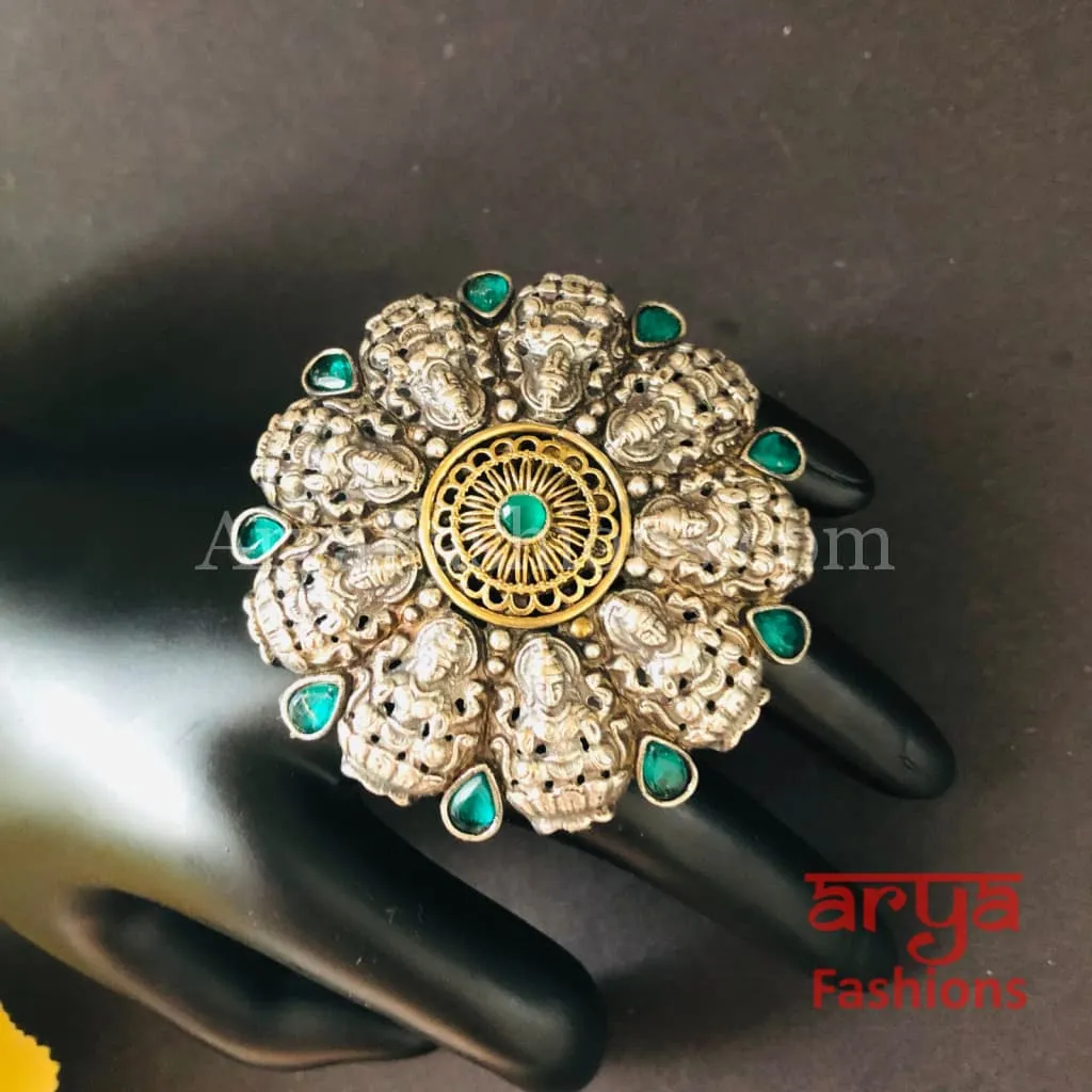 Green German Silver Ring/Statement Ring/Oxidized Silver Ring/Trendy/Bohemian Ring