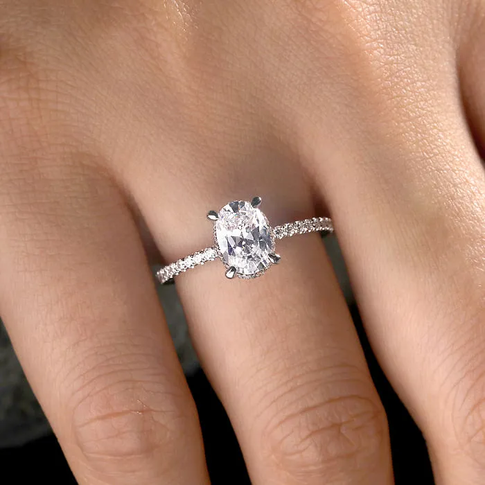 Hart - 14K White Gold Hidden Halo Oval Diamond Engagement Ring