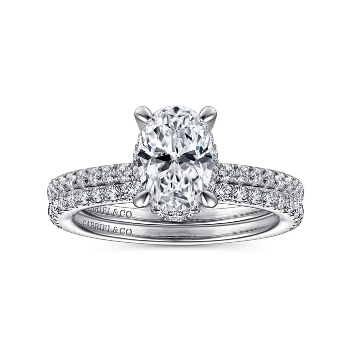 Hart - 14K White Gold Hidden Halo Oval Diamond Engagement Ring