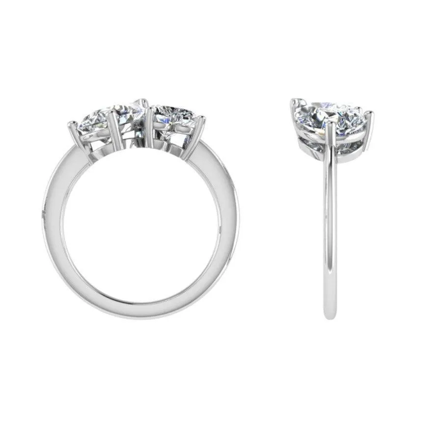 Heart and Pear Cut Diamond Ring 14K Gold
