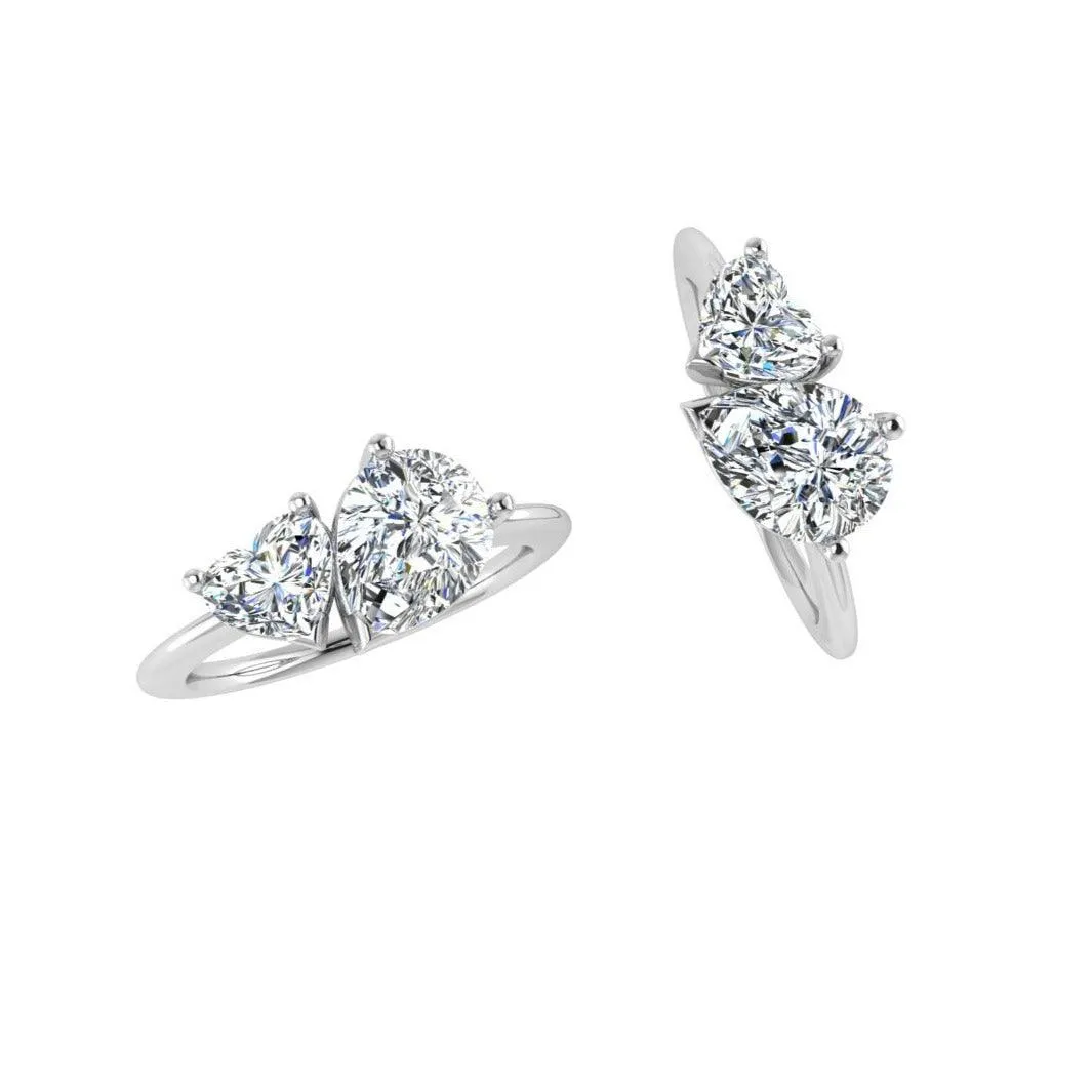 Heart and Pear Cut Diamond Ring 14K Gold