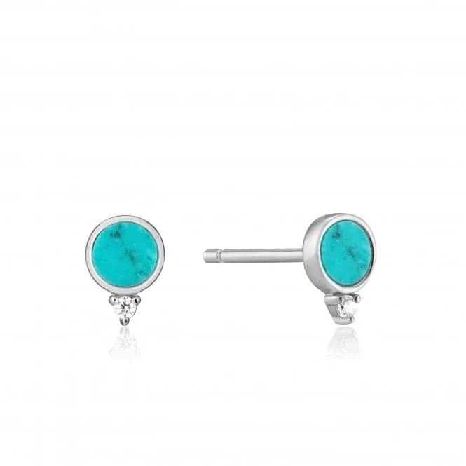 Hidden Gem Rhodium Turquoise Stud Earrings E022-01H