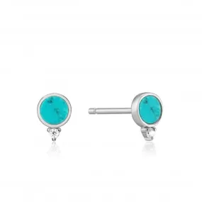 Hidden Gem Rhodium Turquoise Stud Earrings E022-01H