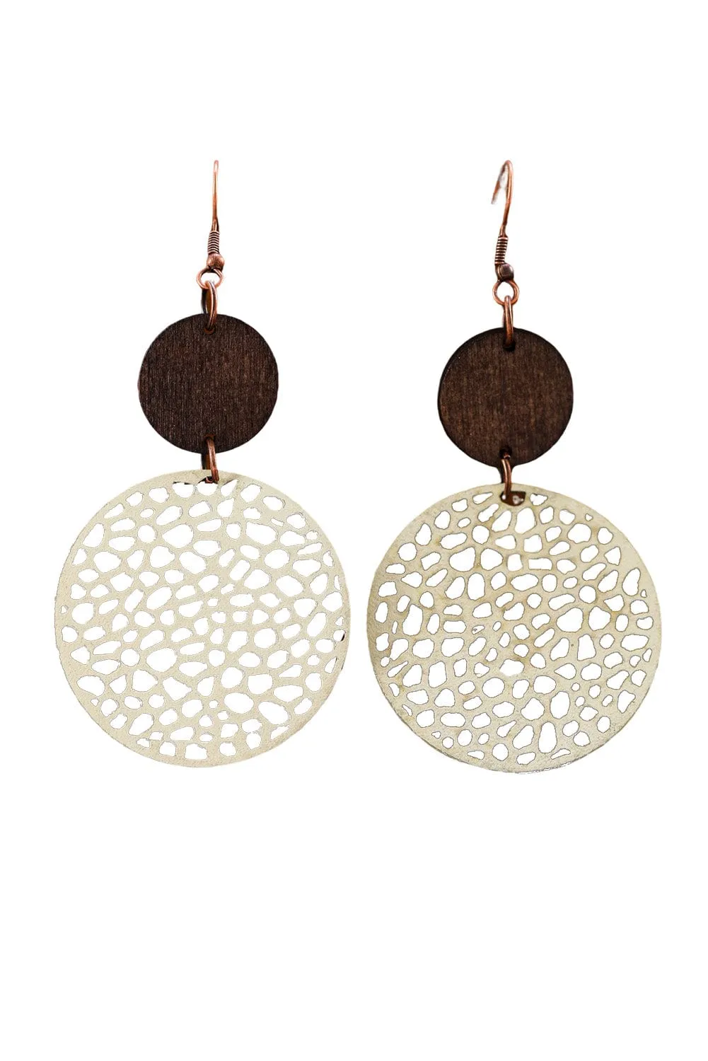 Hollow Wooden Round Drop Earrings | PRE ORDER