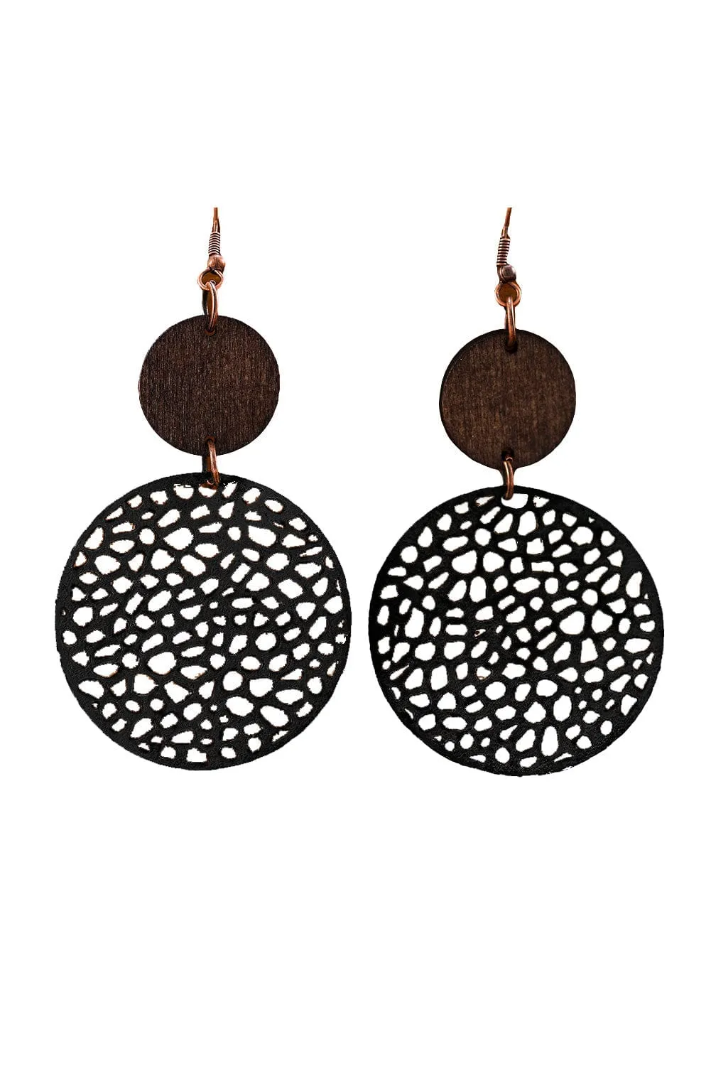Hollow Wooden Round Drop Earrings | PRE ORDER