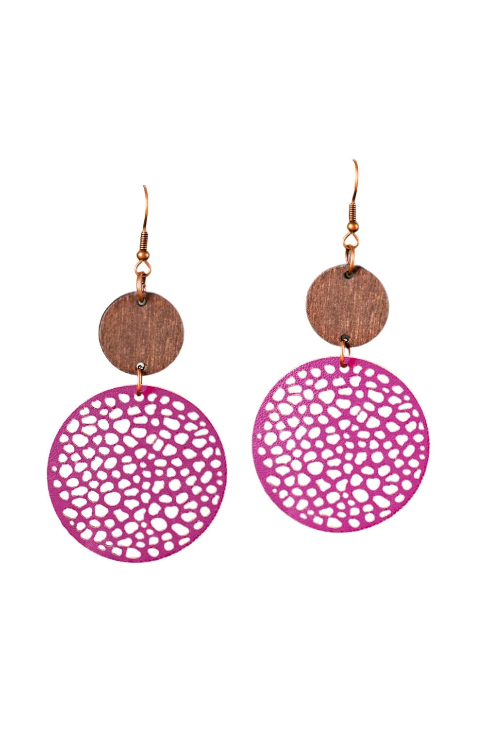 Hollow Wooden Round Drop Earrings | PRE ORDER