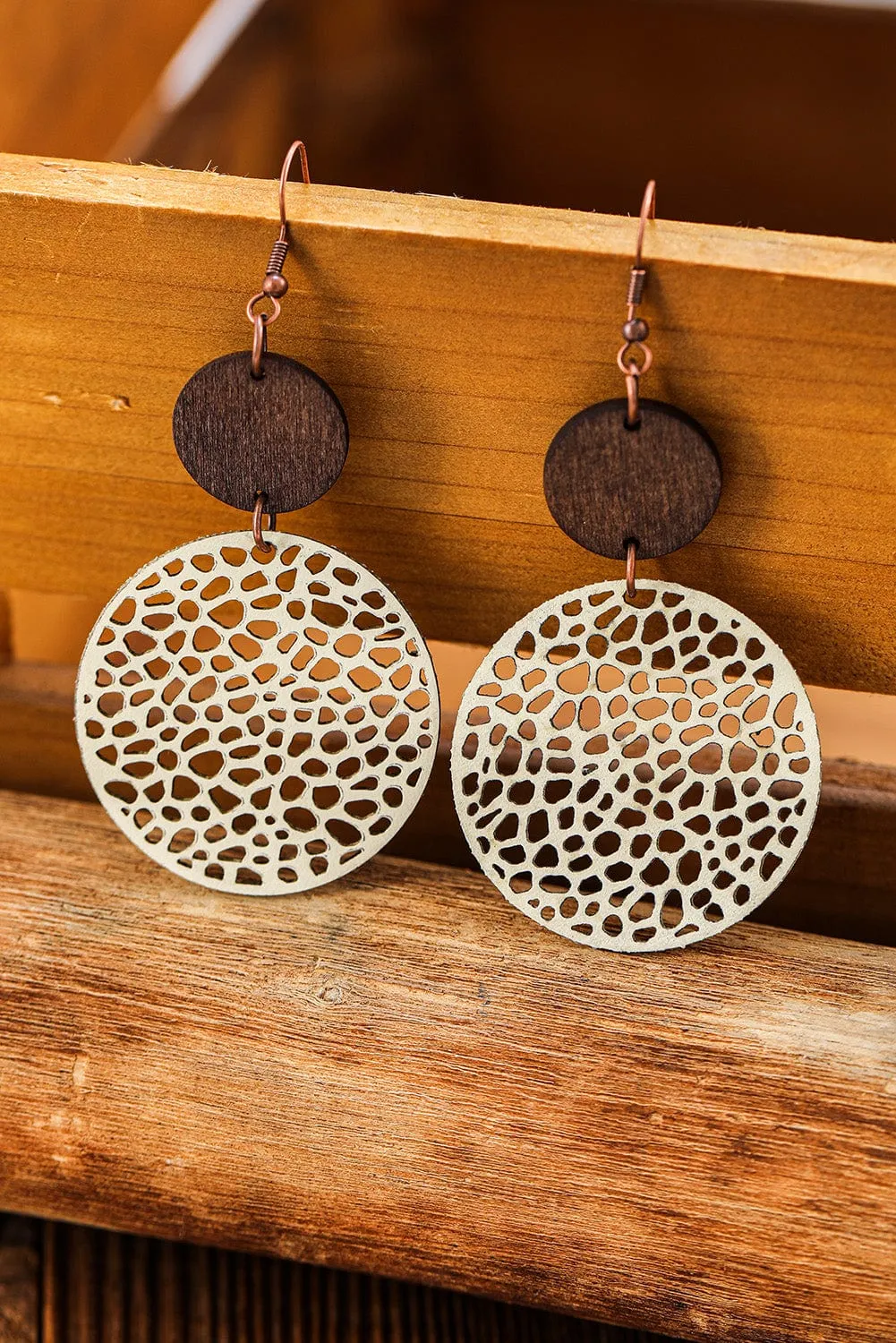 Hollow Wooden Round Drop Earrings | PRE ORDER