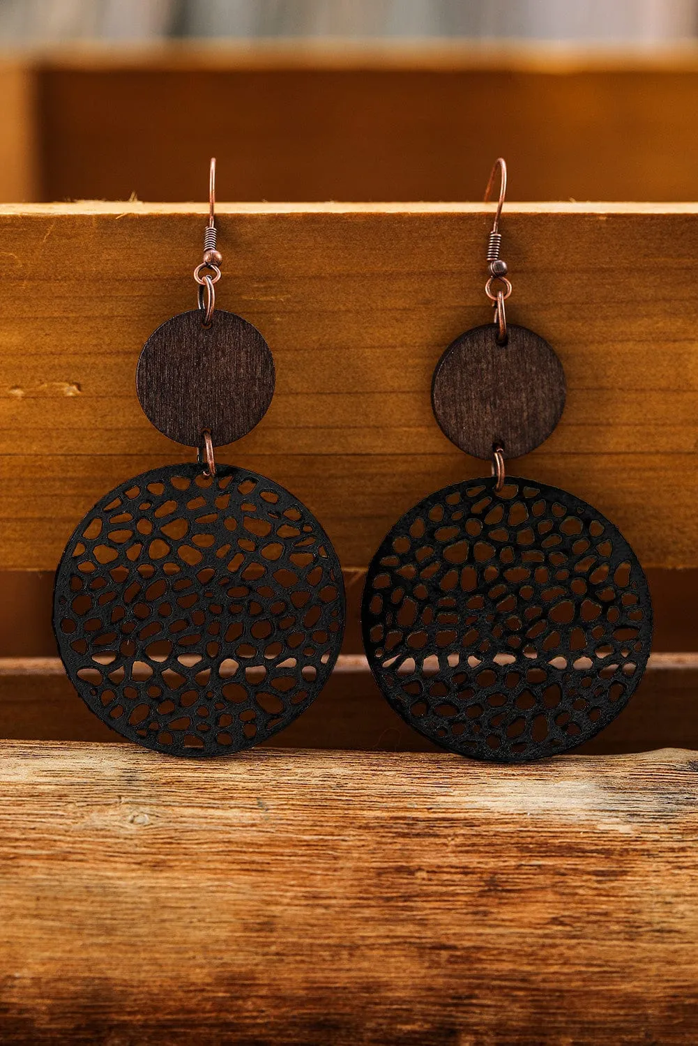 Hollow Wooden Round Drop Earrings | PRE ORDER