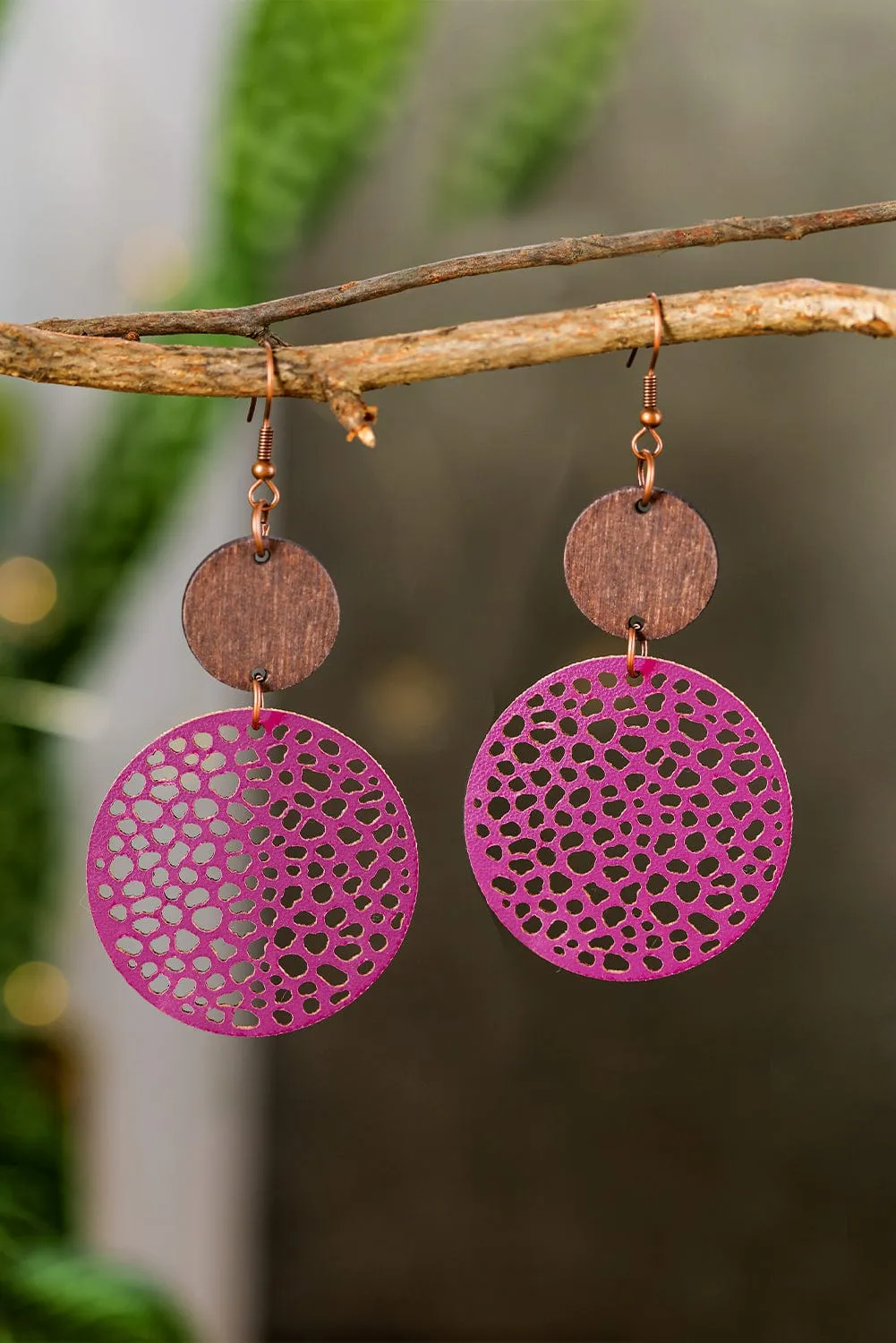 Hollow Wooden Round Drop Earrings | PRE ORDER
