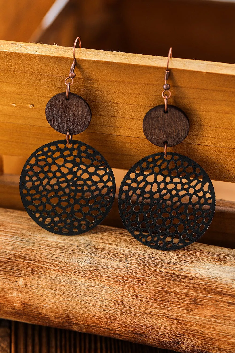 Hollow Wooden Round Drop Earrings | PRE ORDER