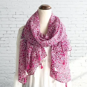 Hot Pink Sprinkle Tassel Scarf
