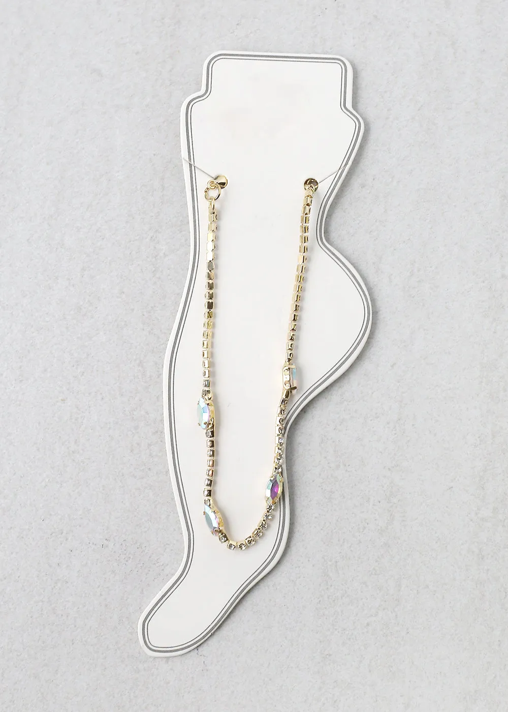 Iridescent Rhinestone Anklet