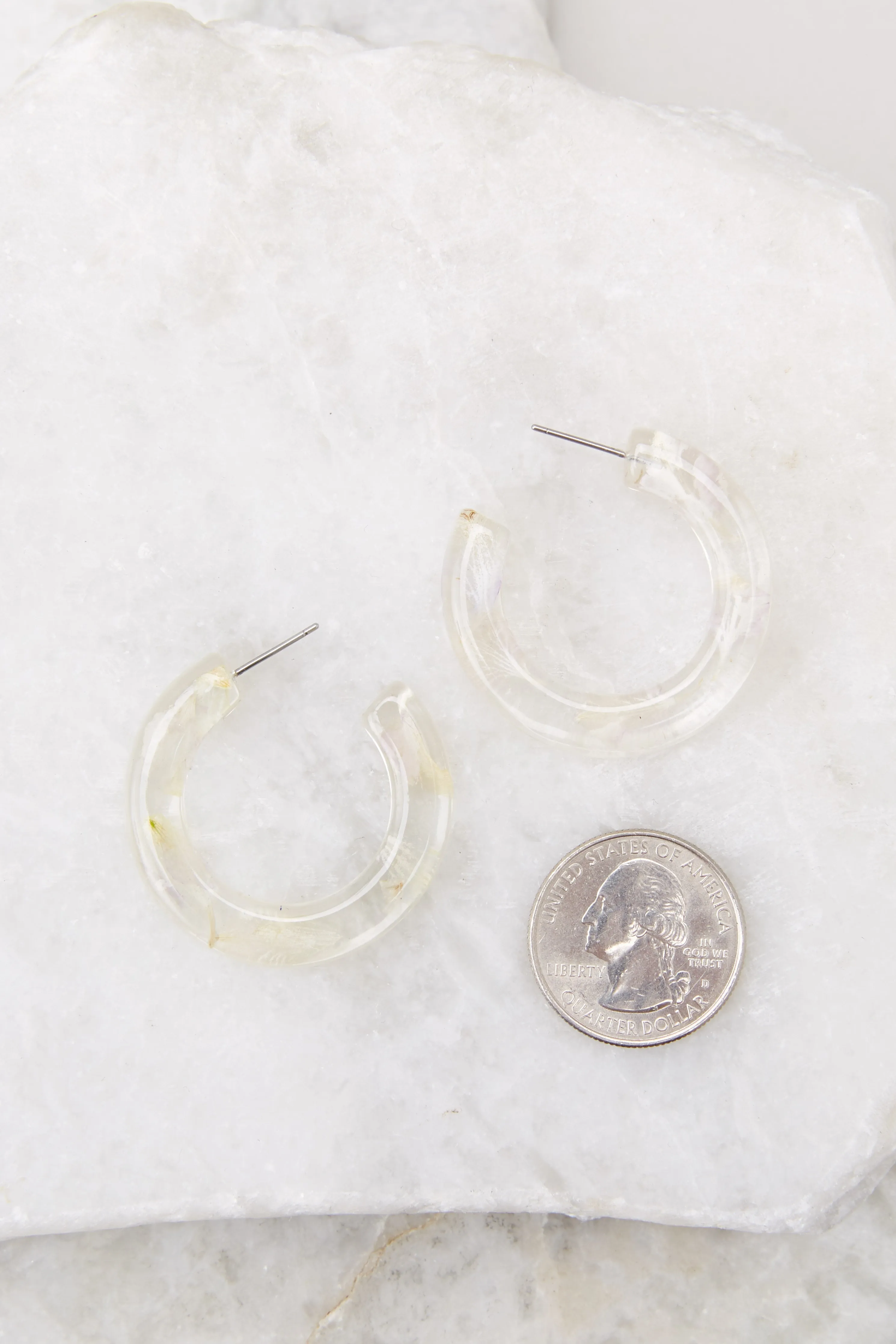 Keep This Secret Clear And Lavender Hoop Earrings