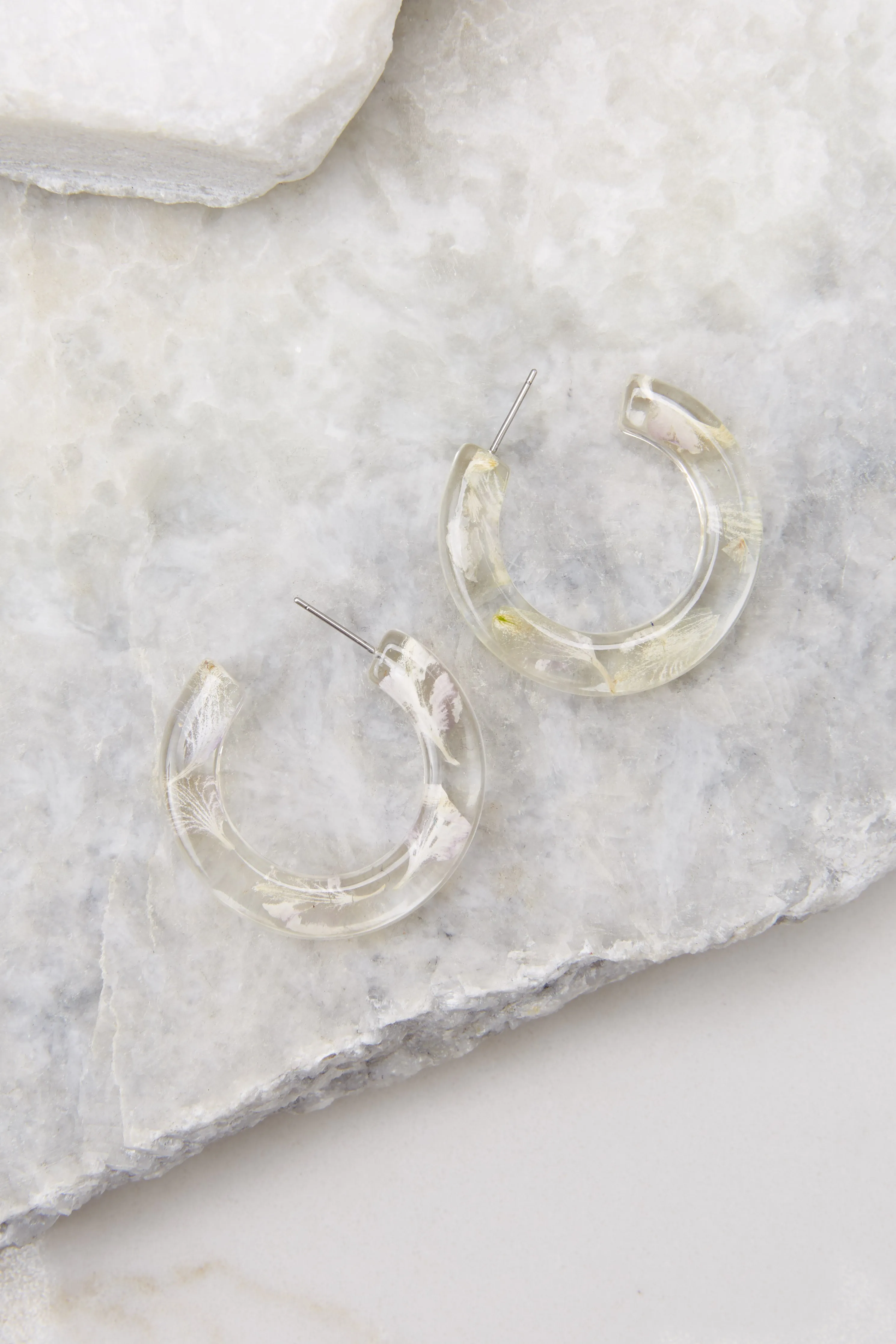 Keep This Secret Clear And Lavender Hoop Earrings