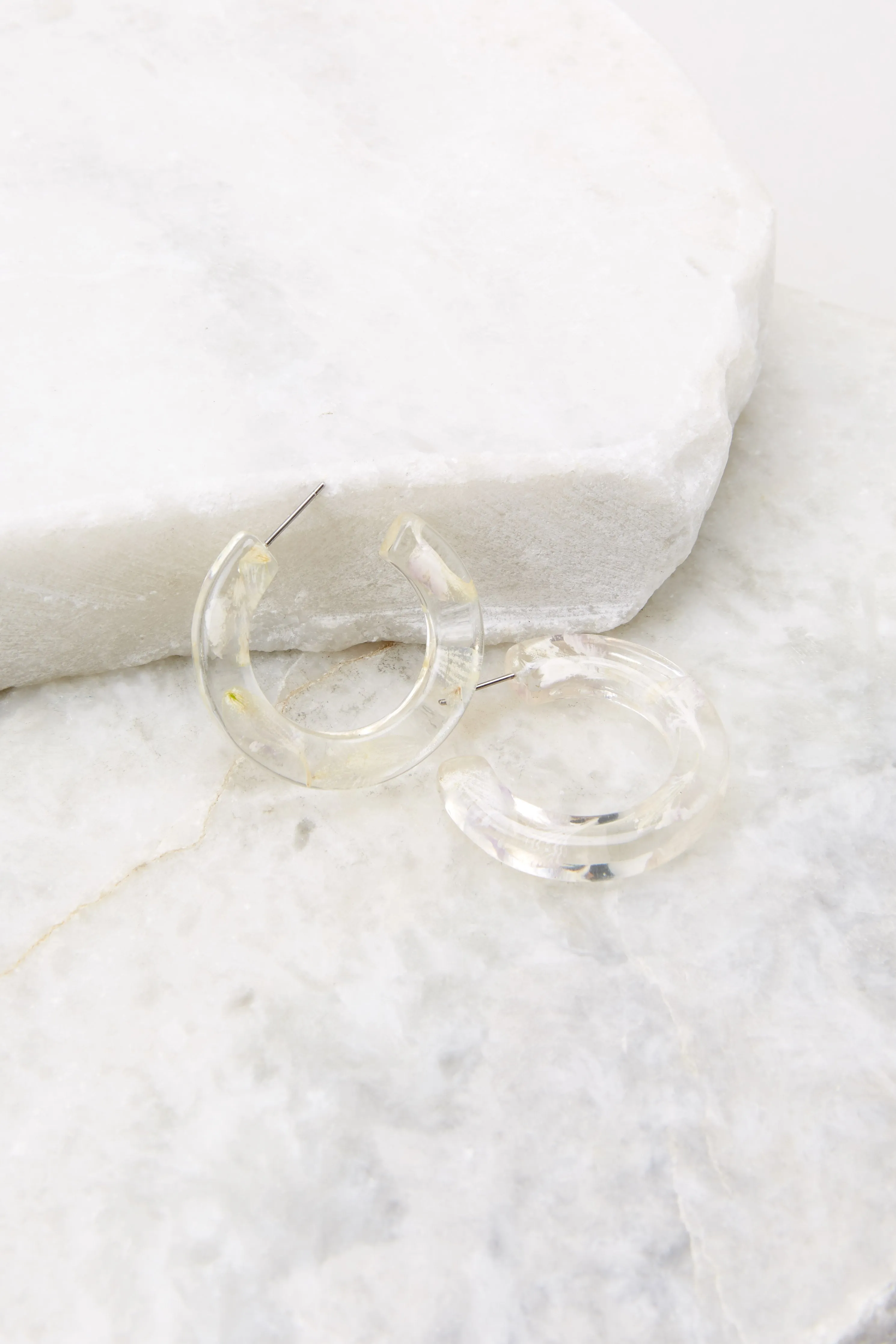 Keep This Secret Clear And Lavender Hoop Earrings