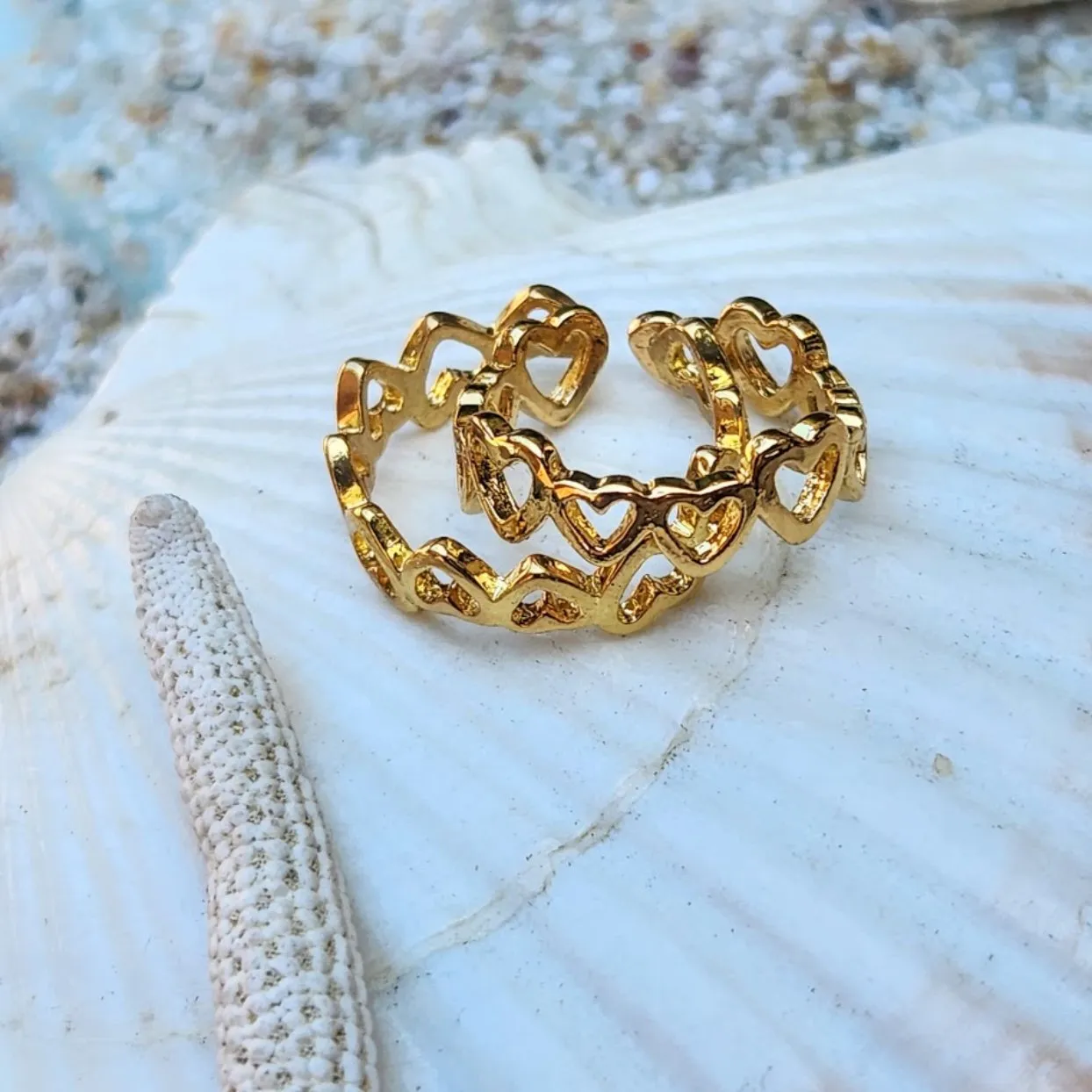 LINKED HEART  -  925 GOLD PLATED BOHO TOE RING