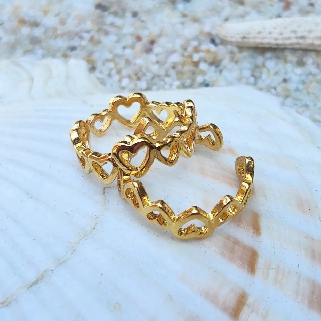 LINKED HEART  -  925 GOLD PLATED BOHO TOE RING