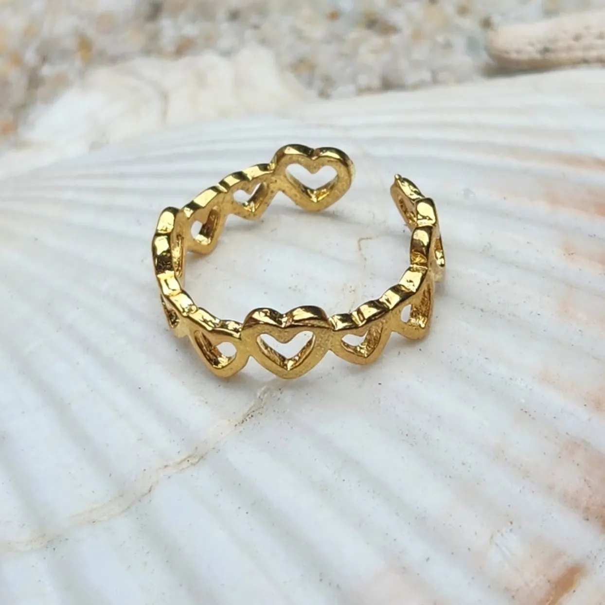 LINKED HEART  -  925 GOLD PLATED BOHO TOE RING