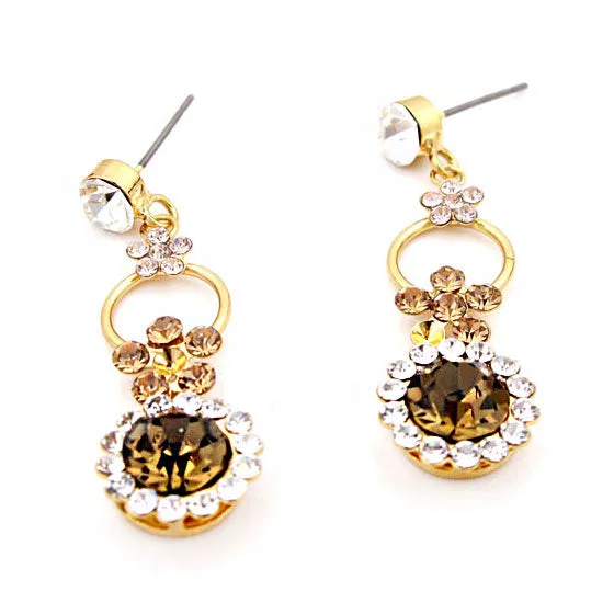 LUX Topaz Swarovski Rhinestone Circle Floral Necklace Earrings Set
