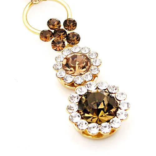 LUX Topaz Swarovski Rhinestone Circle Floral Necklace Earrings Set