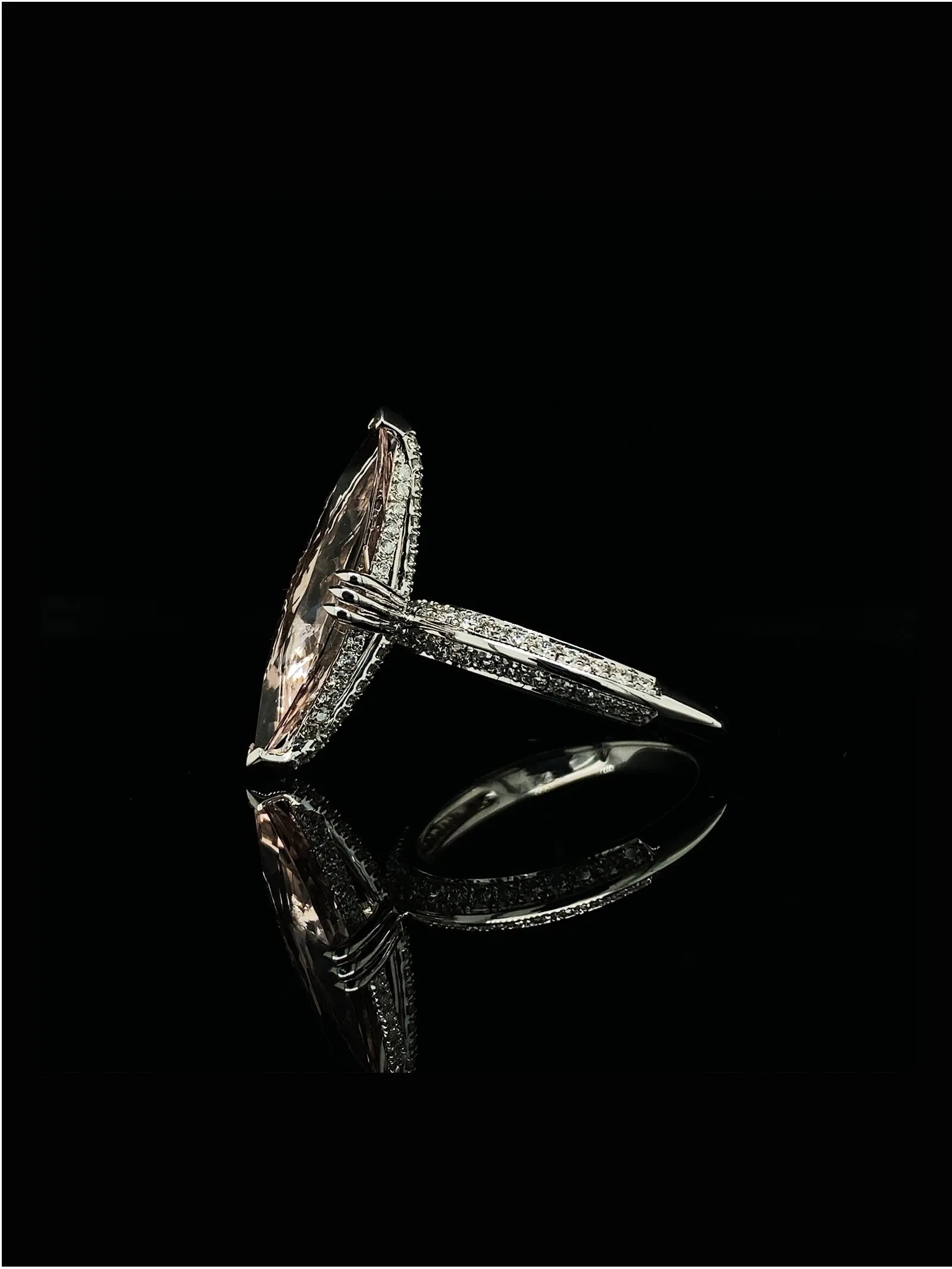 Marei Diamond Halo Marquise-Cut Pink Morganite Engagement Ring In Platinum