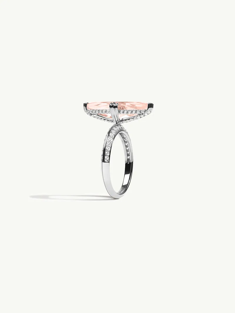 Marei Diamond Halo Marquise-Cut Pink Morganite Engagement Ring In Platinum