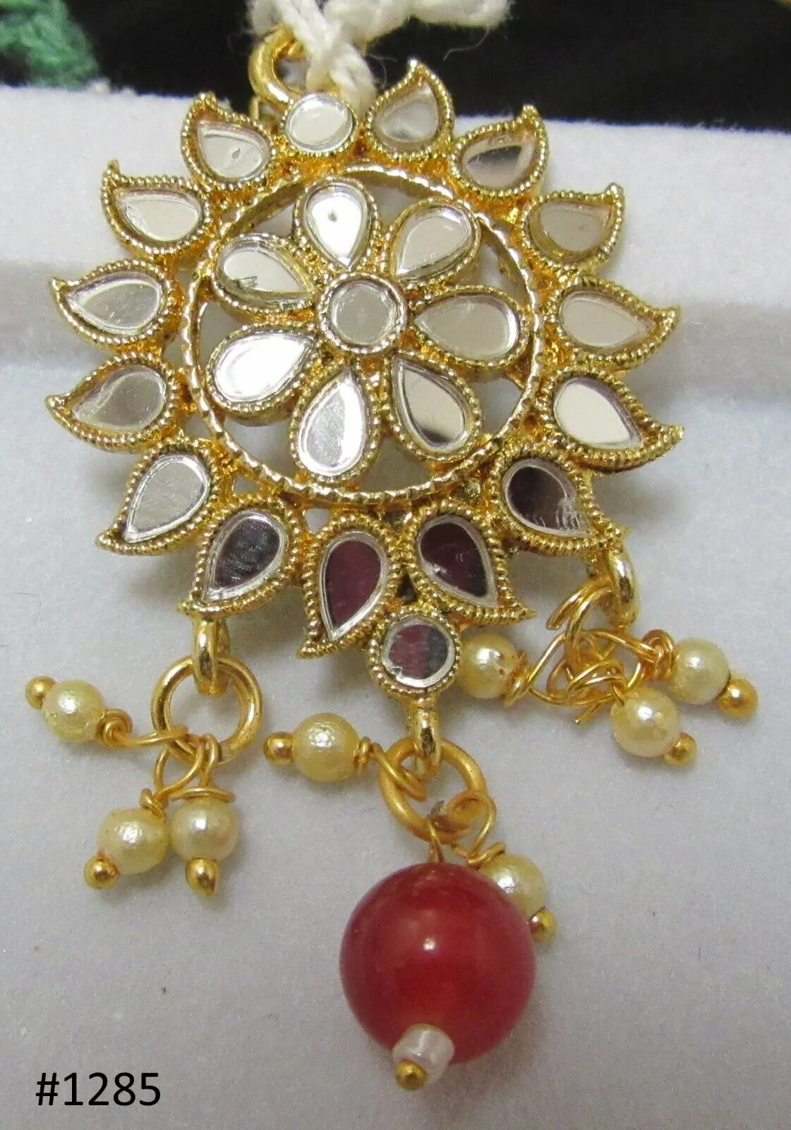 Necklace 3051285 Indian Designer Golden Necklace Set Shieno Sarees