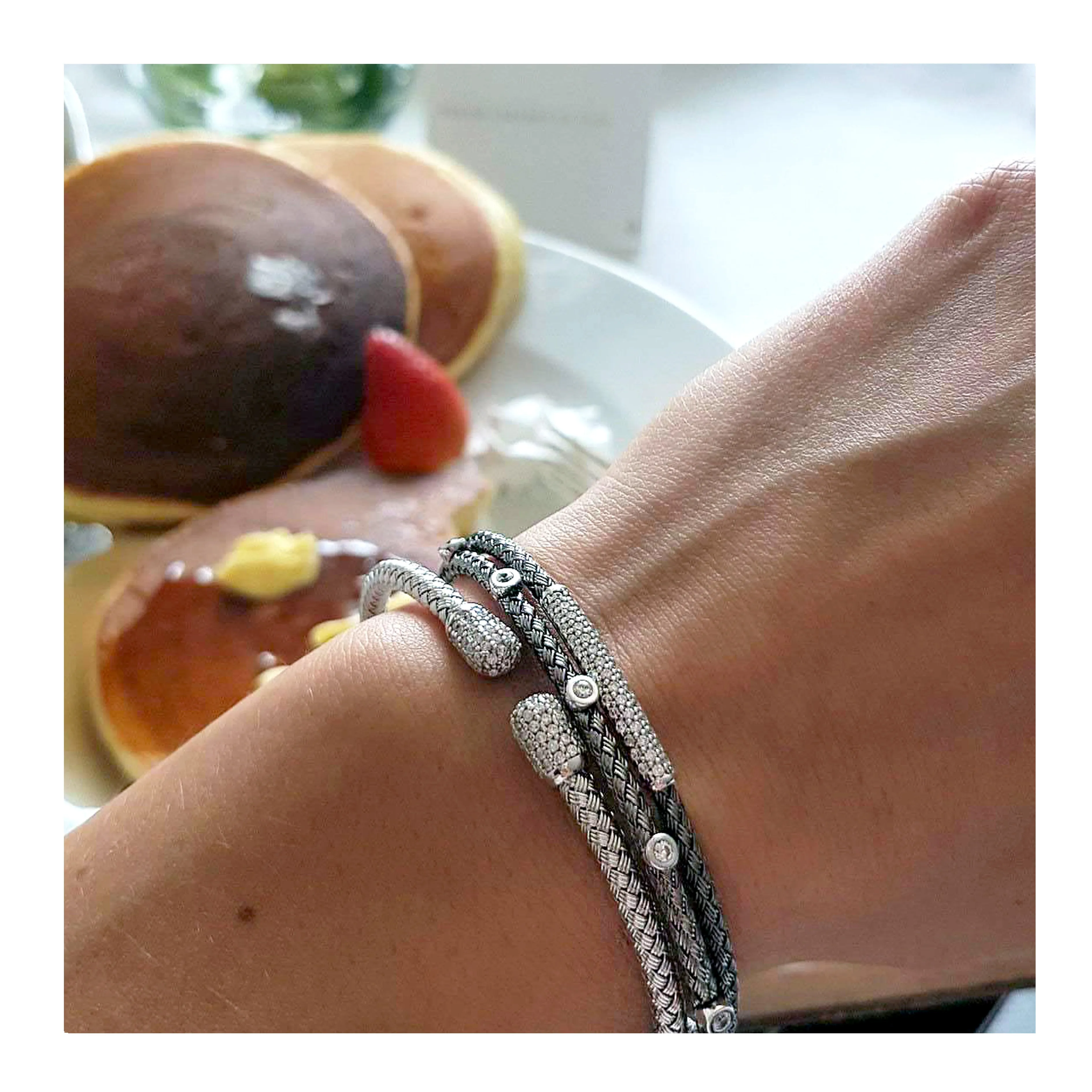 Oxidised Woven Cluster Bracelet