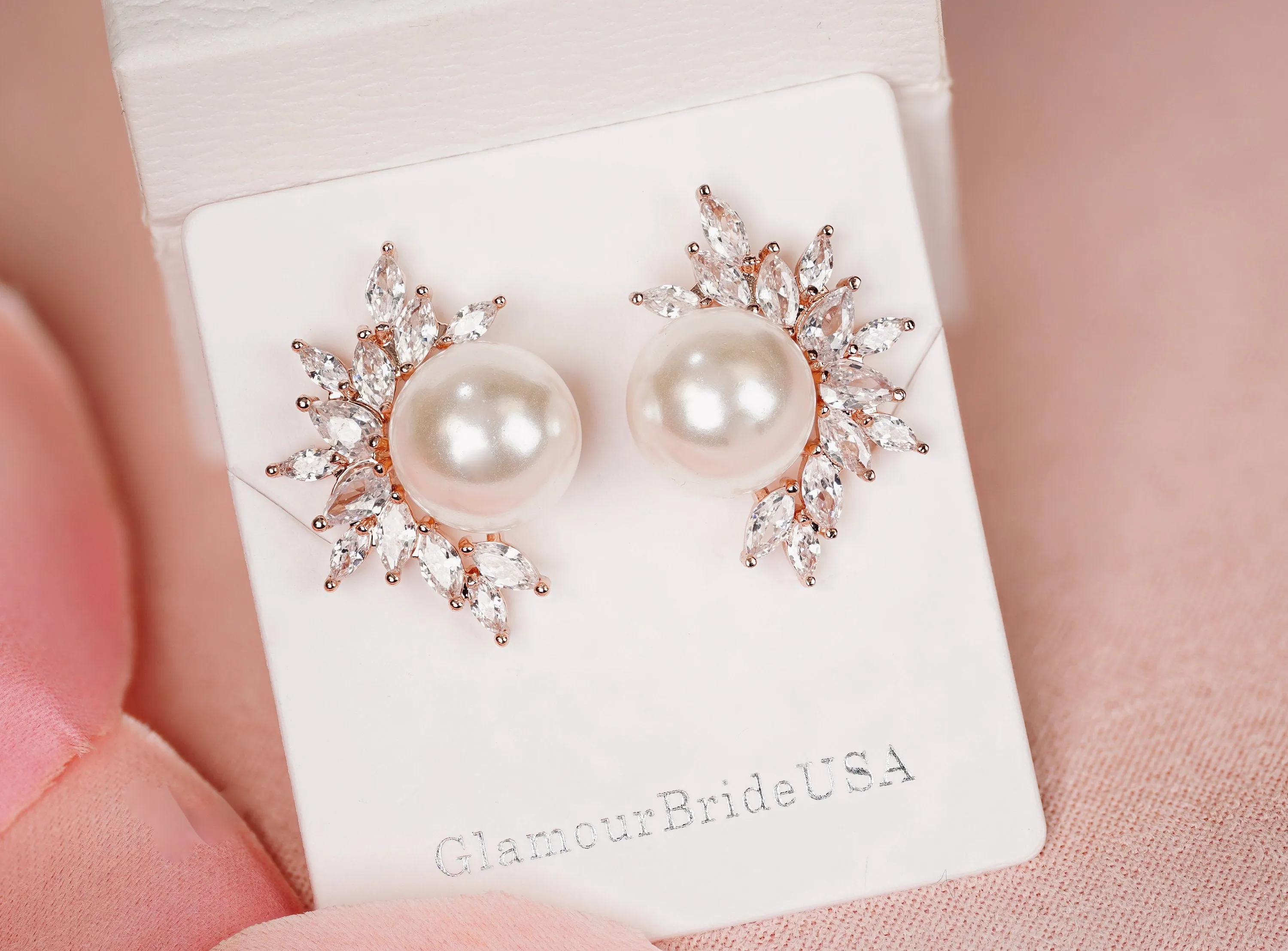 Pearl Bridal Stud Earrings - Samantha