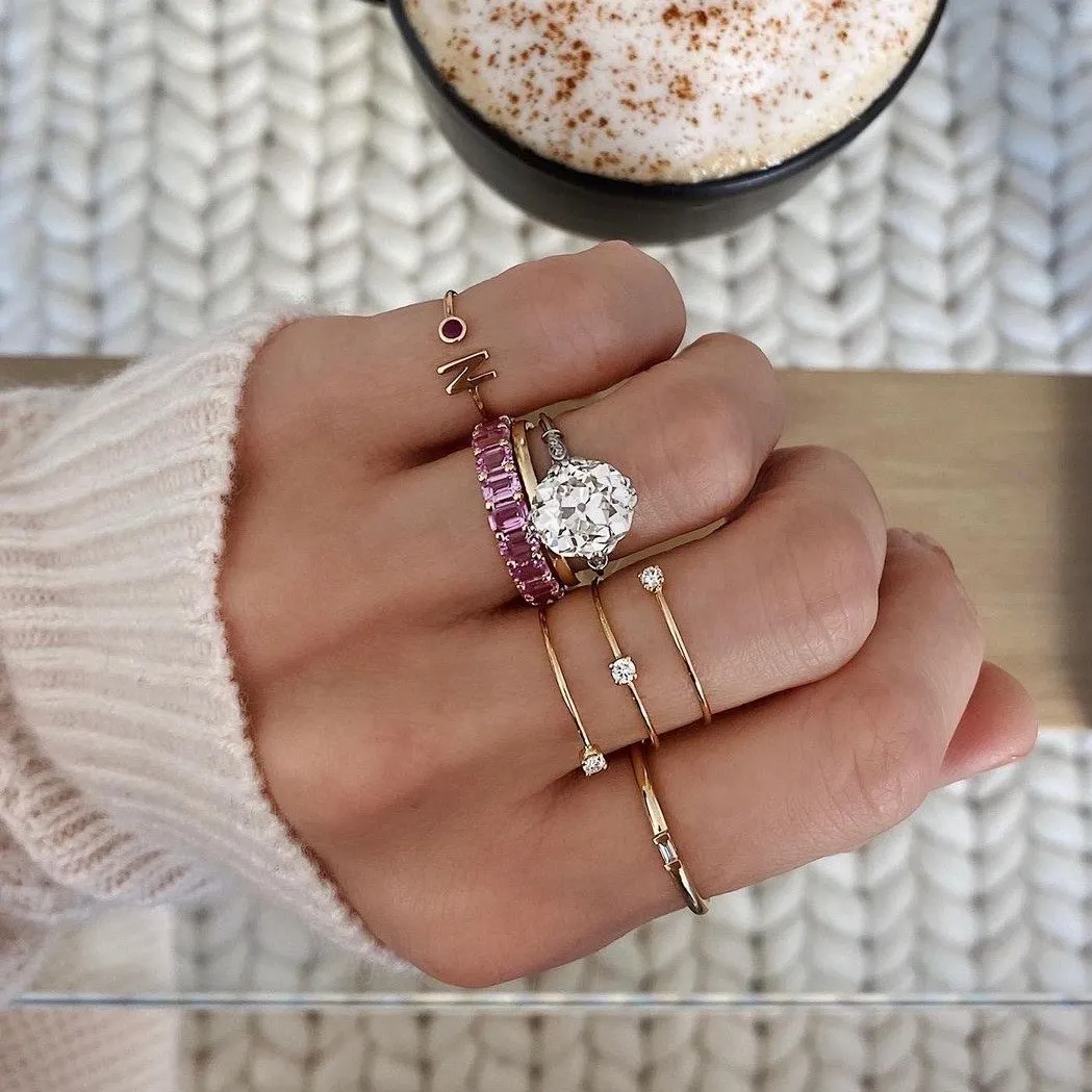 Petite Emerald Cut Pink Sapphire Ring