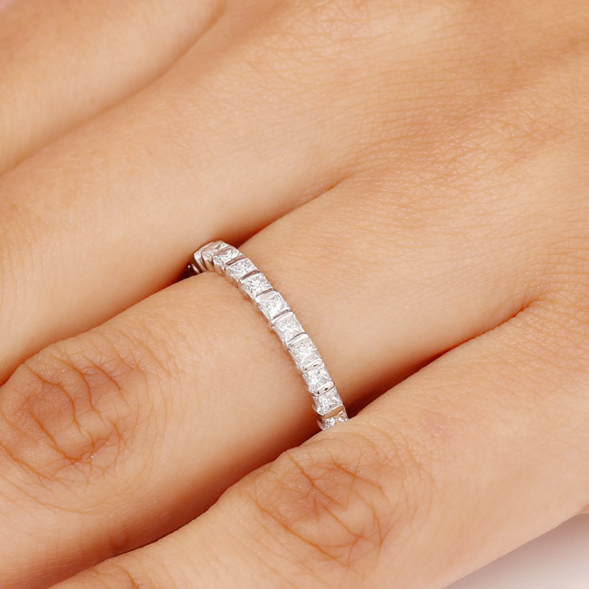 Princess Cut Diamond Half Eternity Anniversary Band Ring